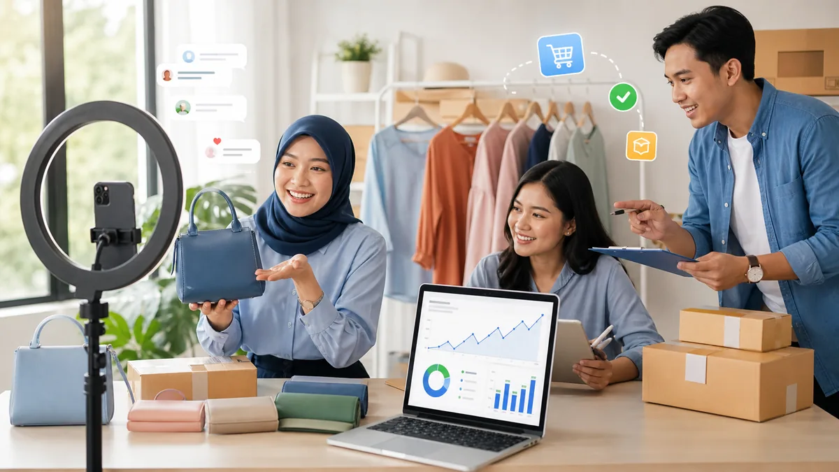 Tim online seller menjalankan workflow livestream yang lebih rapi