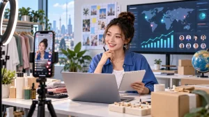 Online seller planning how to increase TikTok LIVE viewers with analytics and a live setup